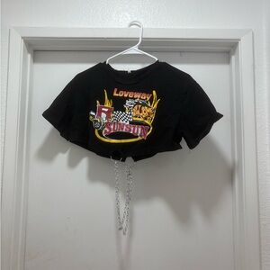 Black Graphic Crop Top